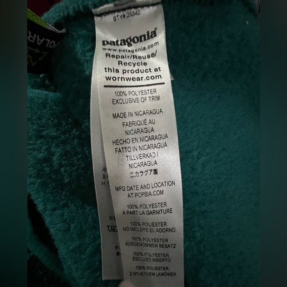 Patagonia Better Sweater 1/4- quarter zip Fleece Pullover Teal Women’s XL - Picture 6 of 6